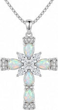 Gold-Plated Opal Cross Necklace
