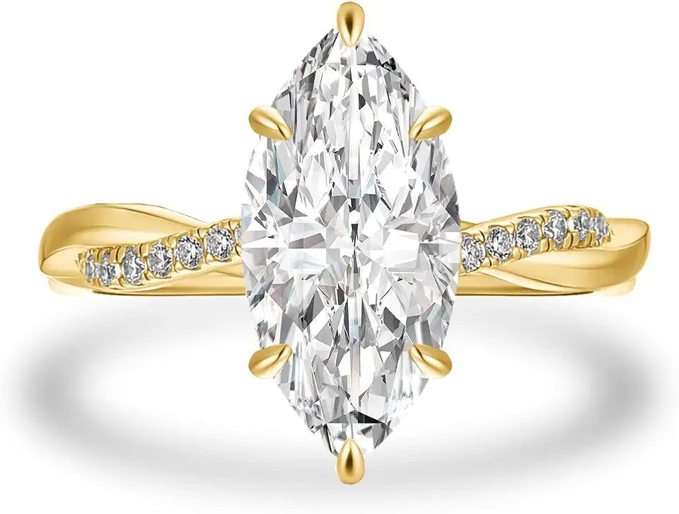 18K White Gold-Plated Sterling Silver Moissanite Engagement Ring