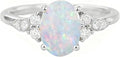 Sterling Silver Oval Moissanite Engagement Ring with Birthstone