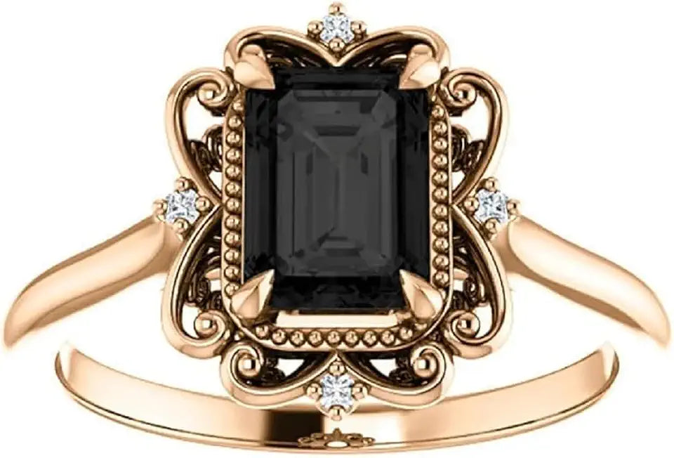 Gold-Tone Emerald-Cut Moissanite Halo Jewelry Set