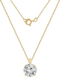 Gold-Tone Round Cubic Zirconia Solitaire Necklace