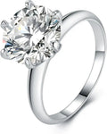 18K White Gold-Plated Sterling Silver Round Moissanite Engagement Ring
