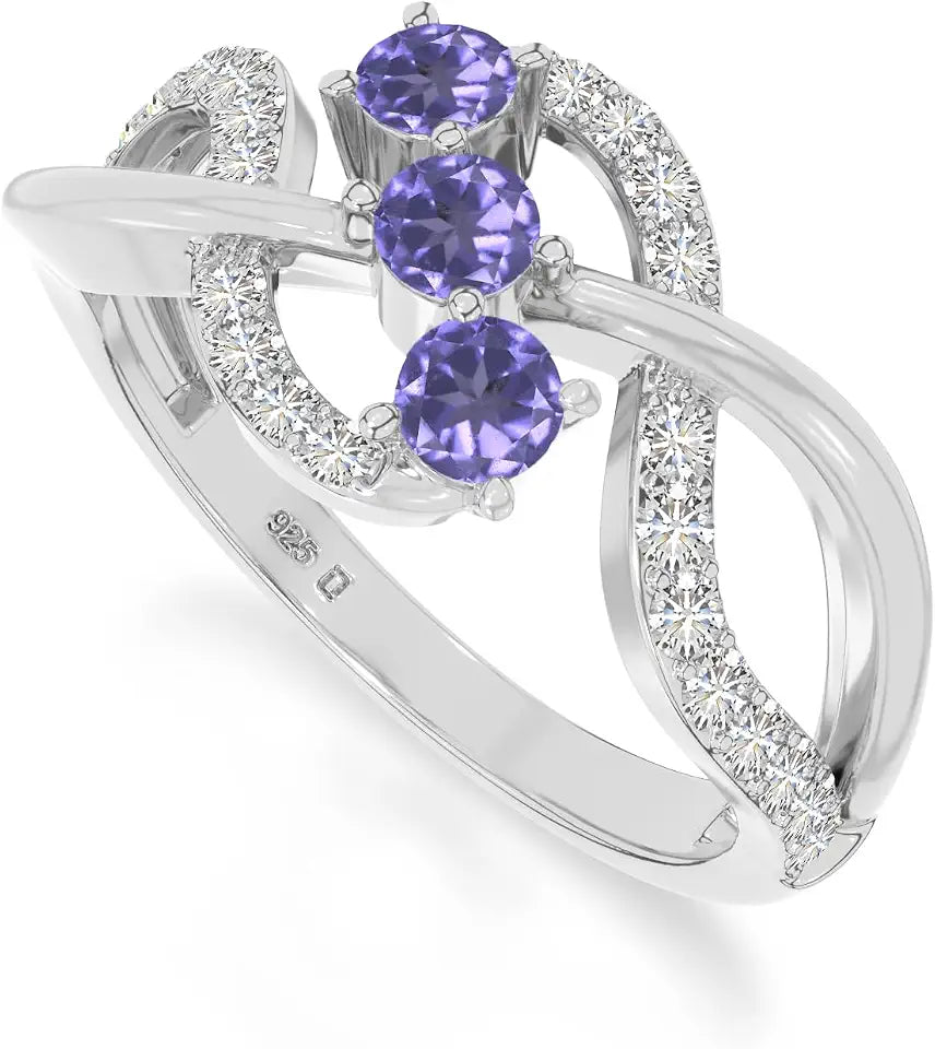 Gold-Tone Moissanite Engagement Ring with Birthstone
