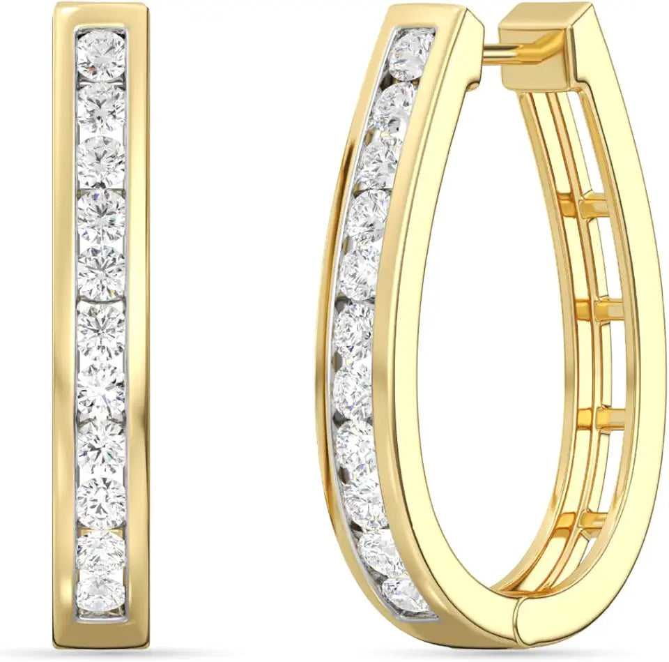 14K Yellow Gold-Plated Sterling Silver Lab-Grown Diamond Hoop Jewelry Set