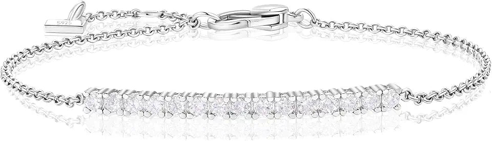 Gold-Tone Sterling Silver Lab-Grown Diamond Tennis Bracelet