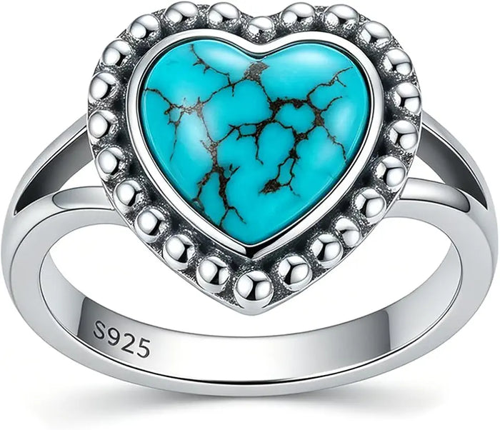 Sterling Silver Turquoise Heart Ring