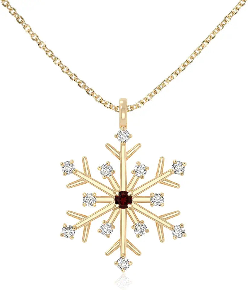 Gold-Tone Moissanite Necklace with Birthstone