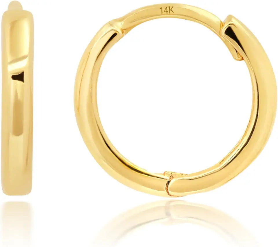 Gold-Tone Hoop Huggie Earrings, 10mm