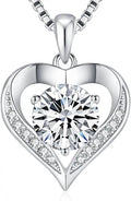Sterling Silver Moissanite Heart Necklace