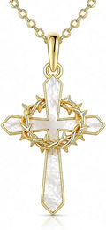 14K Gold-Plated Turquoise Cross Necklace