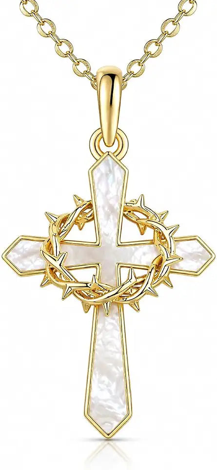 14K Gold-Plated Turquoise Cross Necklace