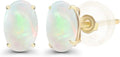 Gold-Tone Oval Birthstone Stud Earrings