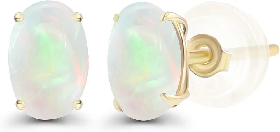 Gold-Tone Oval Birthstone Stud Earrings