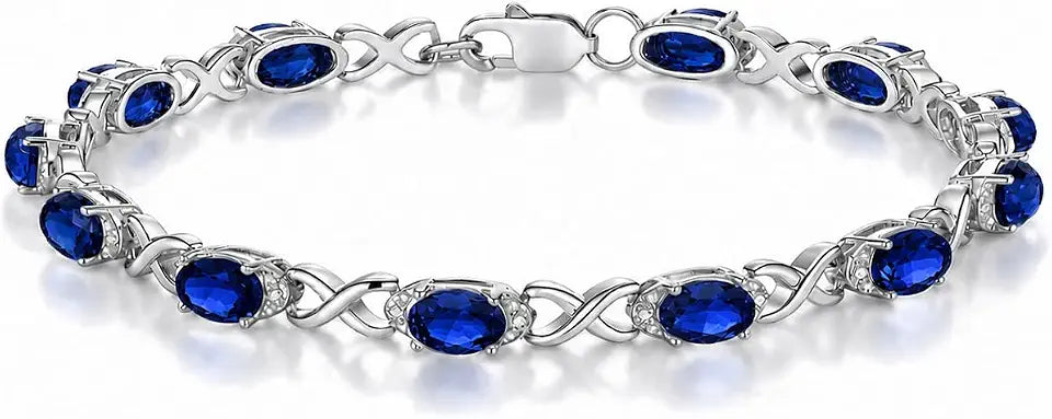 Sterling Silver Birthstone Tennis Bracelet, 7 Inches