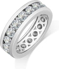 18K White Gold-Plated Sterling Silver Moissanite Wedding Band