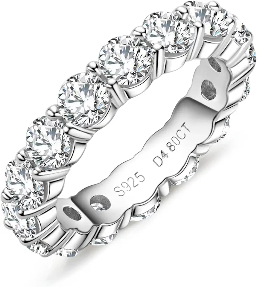 Sterling Silver Emerald-Cut Moissanite Wedding Band