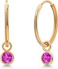 Gold-Tone Sapphire Hoop Drop Earrings