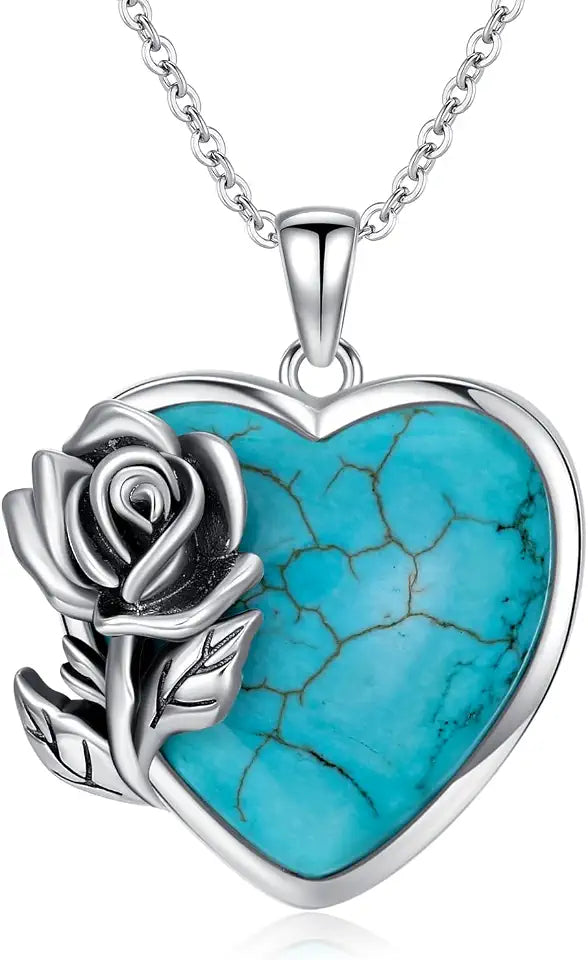 Sterling Silver Turquoise Heart Necklace
