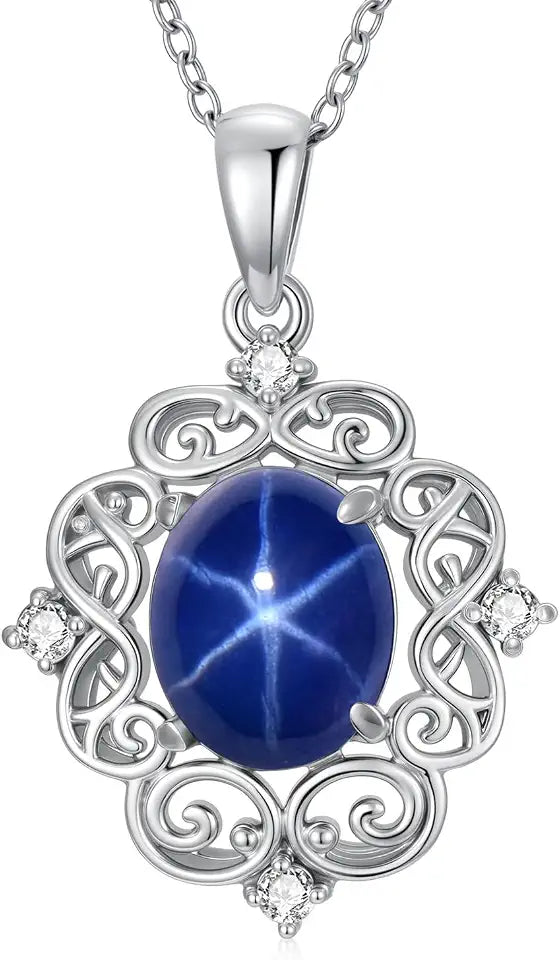 Sterling Silver Sapphire Star Necklace