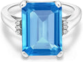 Sterling Silver Emerald-Cut Emerald Engagement Ring with Birthstone