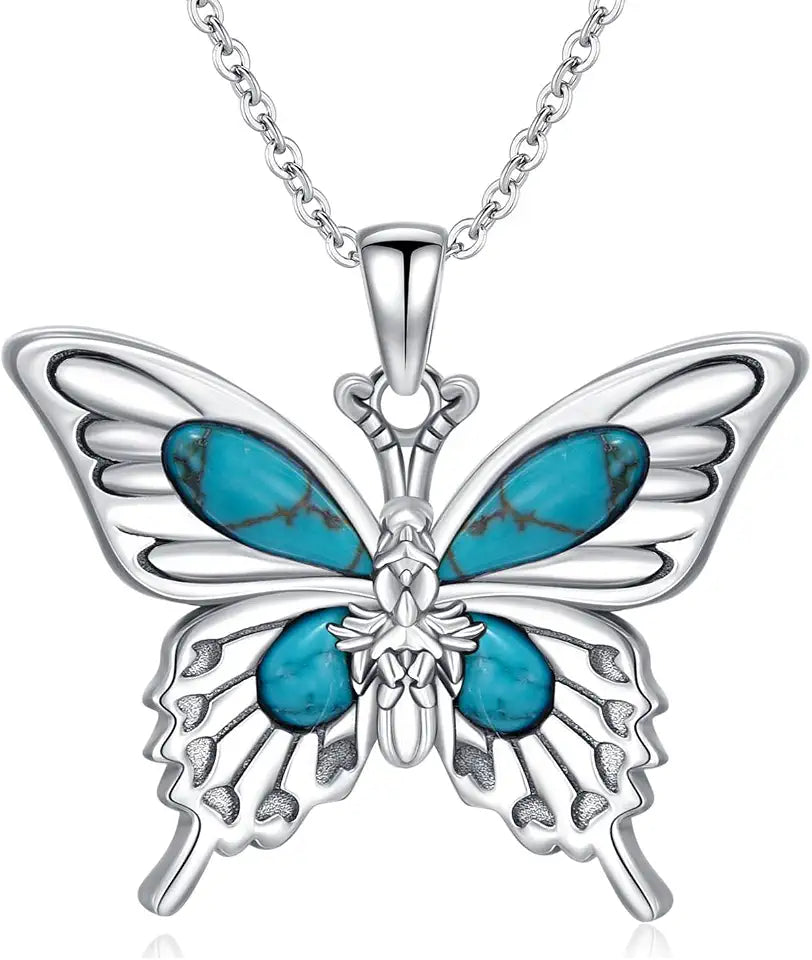 Sterling Silver Turquoise Butterfly Necklace