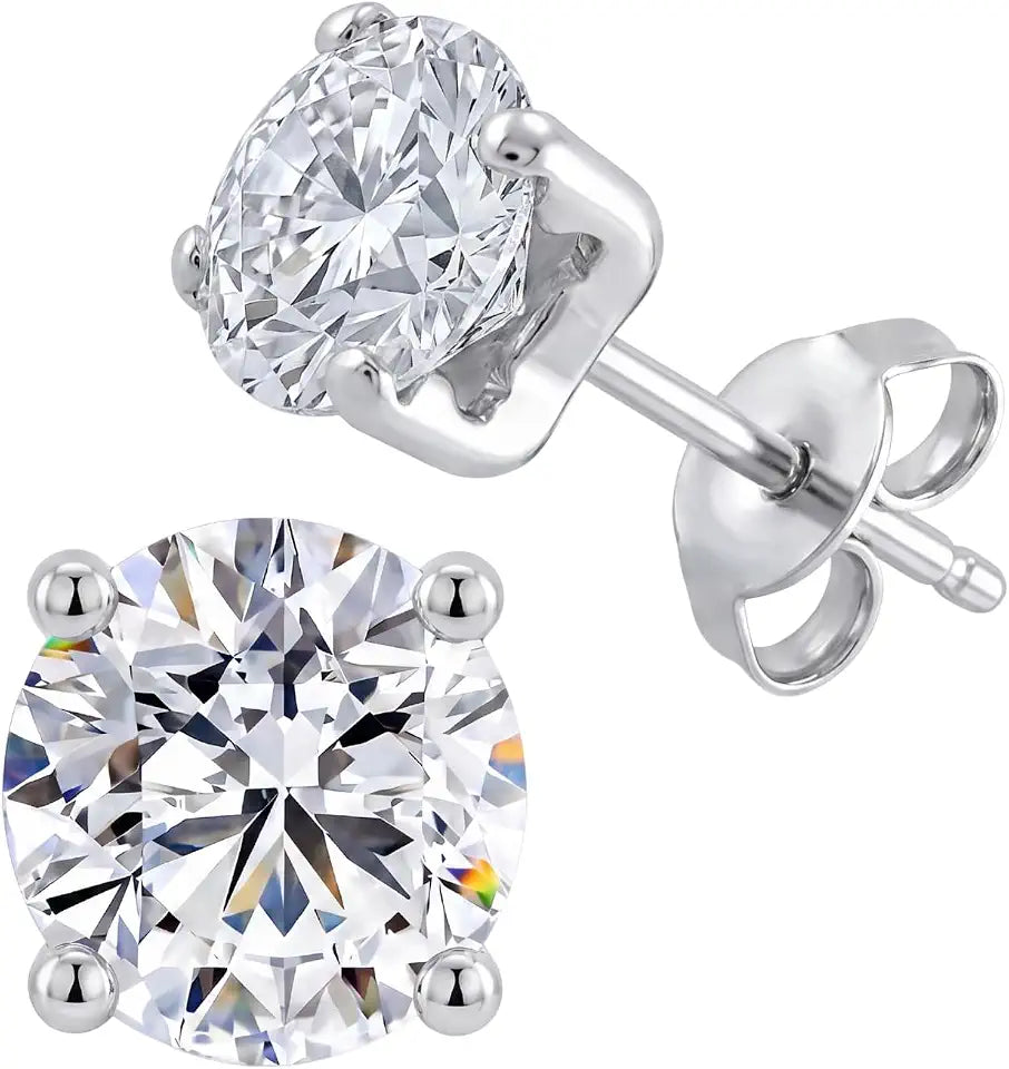 Gold-Tone Sterling Silver Lab-Grown Diamond Stud Earrings