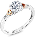 Gold-Tone Sterling Silver Round Birthstone Engagement Ring