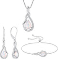 Sterling Silver Teardrop Opal Infinity Jewelry Set with Birthstone