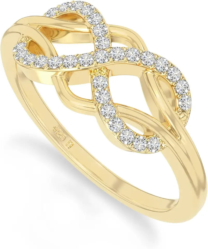Gold-Tone Sterling Silver Birthstone Infinity Ring