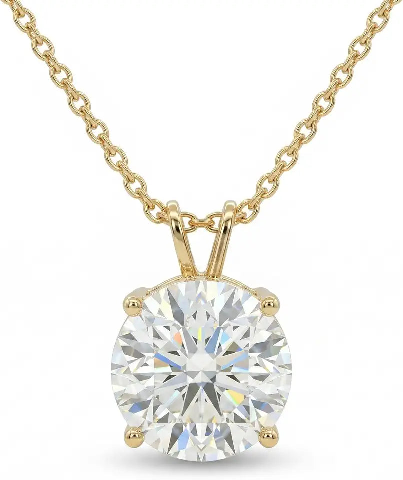 Gold-Tone Lab-Grown Diamond Solitaire Necklace