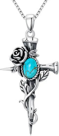 Sterling Silver Turquoise Cross Necklace