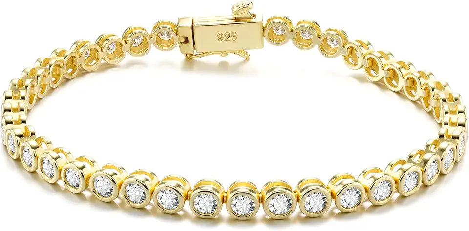 Gold-Plated Sterling Silver Moissanite Tennis Bracelet