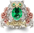 18K Gold-Plated Sterling Silver Oval Emerald Solitaire Engagement Ring