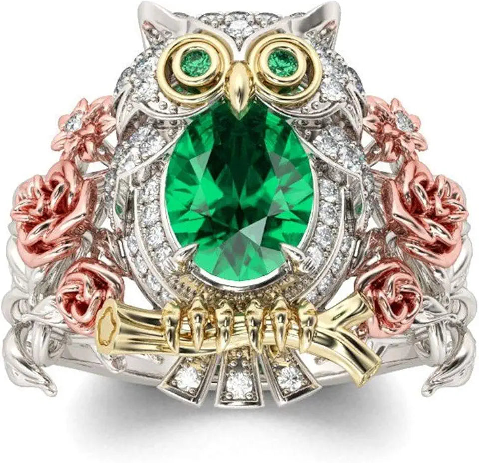 18K Gold-Plated Sterling Silver Oval Emerald Solitaire Engagement Ring