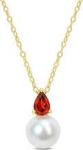 Yellow Gold-Plated Sterling Silver Freshwater Pearl Necklace with Birthstone