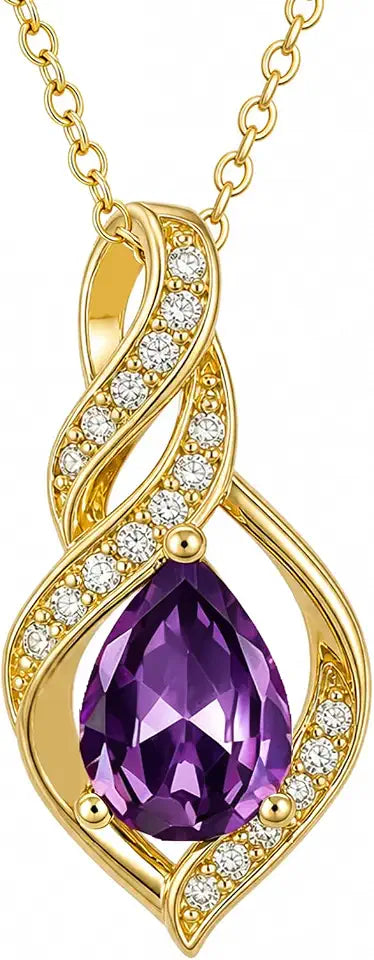 Gold-Tone Teardrop Birthstone Infinity Necklace