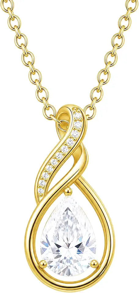 Gold-Tone Teardrop Birthstone Infinity Necklace