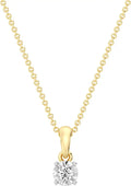 Gold-Plated Sterling Silver Round Lab-Grown Diamond Solitaire Necklace
