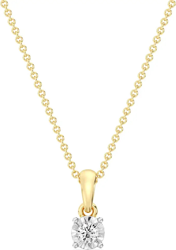 Gold-Plated Sterling Silver Round Lab-Grown Diamond Solitaire Necklace