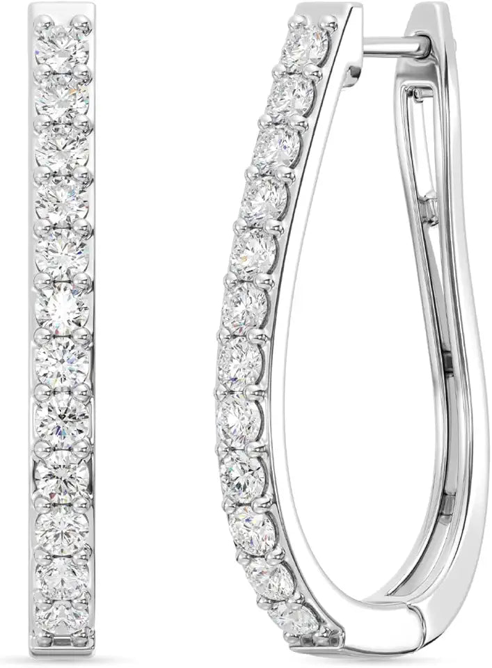 14K Yellow Gold-Plated Sterling Silver Lab-Grown Diamond Hoop Jewelry Set