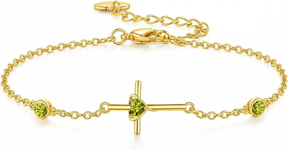 Gold-Tone Birthstone Cross Bracelet