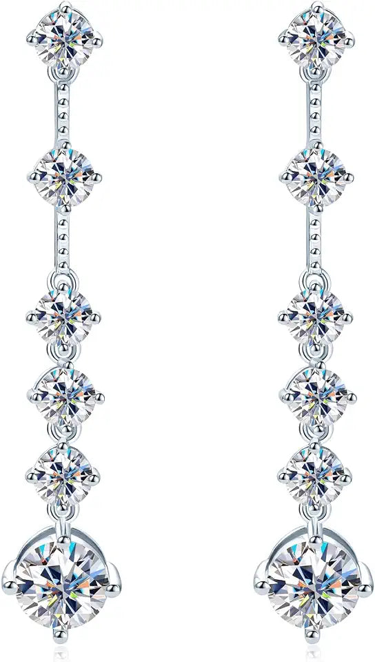 Gold-Plated Sterling Silver Moissanite Drop Earrings