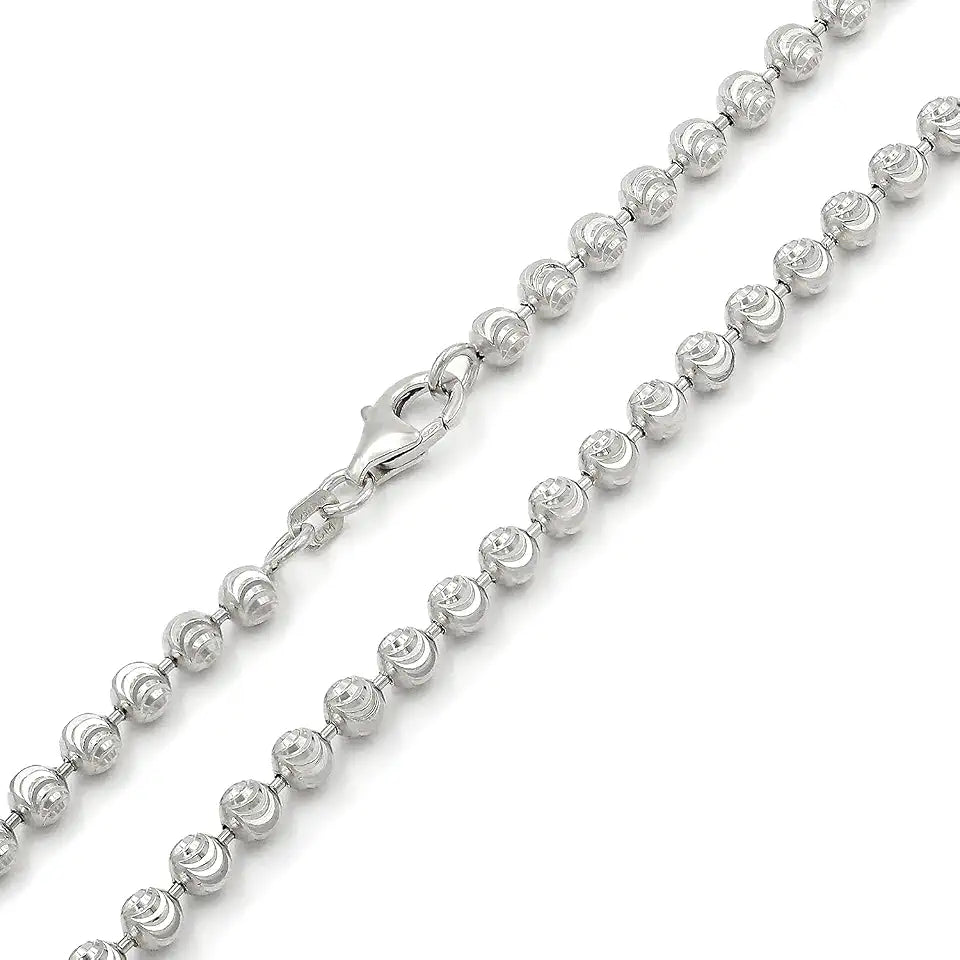 Sterling Silver Moon Necklace, 2mm