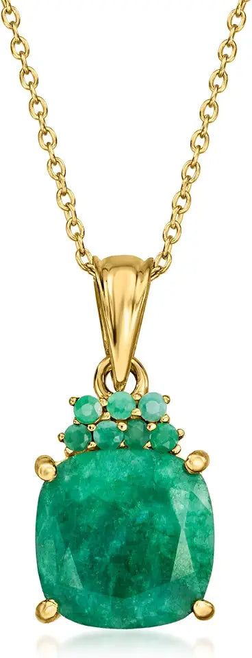 Gold-Tone Emerald Necklace, 18 inches