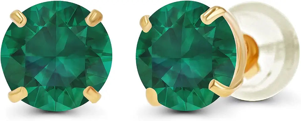 Gold-Tone Round Birthstone Stud Earrings, 6mm