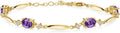 18K Yellow Gold-Plated Oval Moissanite Tennis Bracelet with Birthstone