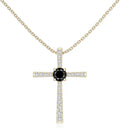 Gold-Tone Moissanite Cross Necklace with Birthstone