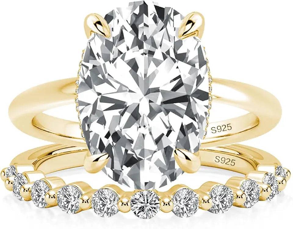 Sterling Silver Oval Cubic Zirconia Engagement Ring