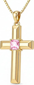 Gold-Tone Birthstone Cross Necklace