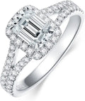 Sterling Silver Emerald-Cut Moissanite Engagement Ring